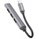 USB HUB HOCO HB26 4 in 1 adapter (USB to USB3.0+3xUSB2.0) Metal Grey - Фото 1