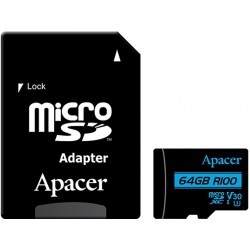 Карта памяти Apacer microSDXC 64GB UHS-I/U3 Class 10 + SD-adapter (AP64GMCSX10U7-R)