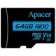 Карта пам'яті Apacer microSDXC 64GB UHS-I/U3 Class 10 + SD-adapter (AP64GMCSX10U7-R) - Фото 2