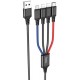 Кабель Hoco X76 4-in-1 Super USB to Lightning+Micro+Type-C(x2) Black - Фото 1