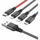 Кабель Hoco X76 4-in-1 Super USB to Lightning+Micro+Type-C(x2) Black - Фото 3