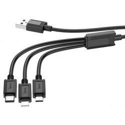 Кабель Hoco X74 3-in-1 USB to Lightning+Micro+Type-C Black