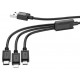 Кабель Hoco X74 3-in-1 USB to Lightning+Micro+Type-C Black - Фото 1