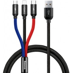 Кабель Baseus Three Primary Colors 3-in-1 USB to Lightning+Micro+Type-C Black (CAMLT-BSY01)