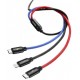 Кабель Baseus Three Primary Colors 3-in-1 USB to Lightning+Micro+Type-C Black (CAMLT-BSY01) - Фото 3