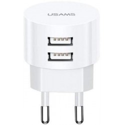 Мережевий зарядний пристрій Usams T20 Double USB 2.1A + cable Type-C White