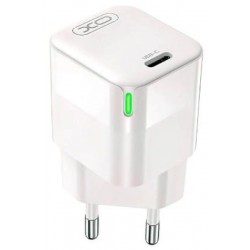 Мережевий зарядний пристрій XO CE06 GaN Lamp Display Single USB-C PD&QC3.0 30W 3A White