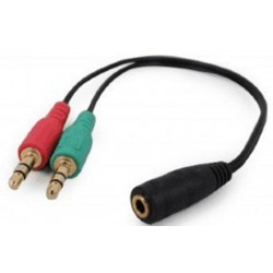 Аудіо-кабель Cablexpert 3.5 мм - 2х3.5 мм (M/F) 0.2 м Чорний (CCA-418)