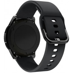 Ремешок Silicone с металлическим кольцом для смарт-часов Samsung/Amazfit/Huawei (20mm) Black