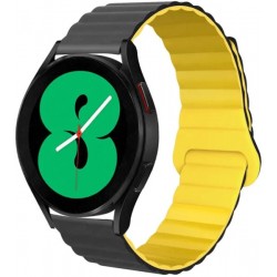 Магнитный ремешок Silicone с кольцом для смарт-часов Samsung/Amazfit/Huawei (20mm) Black/Yellow