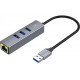 USB HUB Hoco HB34 Easy Link (USB to USB3.0x3+RJ45) Metal Gray