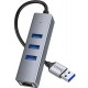 USB HUB Hoco HB34 Easy Link (USB to USB3.0x3+RJ45) Metal Gray - Фото 2
