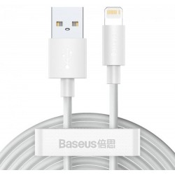 Кабель Baseus Simple Wisdom Kit USB to Lightning 2.4A (2шт) 1.5m White (TZCALZJ-02)
