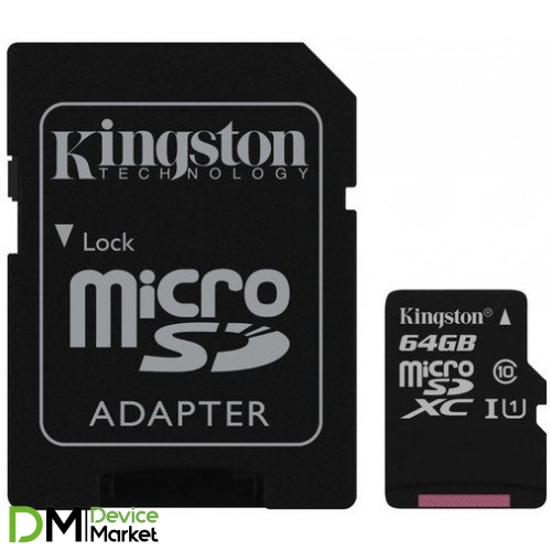 Kingston microSDXC 64 Gb UHS-I+adapter U1