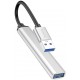 USB HUB HOCO HB26 4 in 1 adapter (USB to USB3.0+3xUSB2.0) Silver - Фото 3