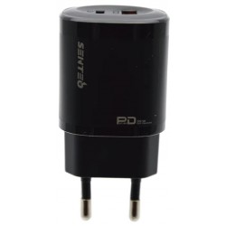 Мережевий зарядний пристрій SENTEO Z-02S 2Port USB + UCB-C PD 30W 3A Black