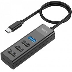 USB HUB Hoco HB25 Easy mix 4in1 (Type-C to USB3.0+3 USB2.0) Black