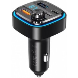 FM-трансмитер XO BCC08 Smart Bluetooth MP3 + 5V 3.1A Car Charger with Ambient Light Black