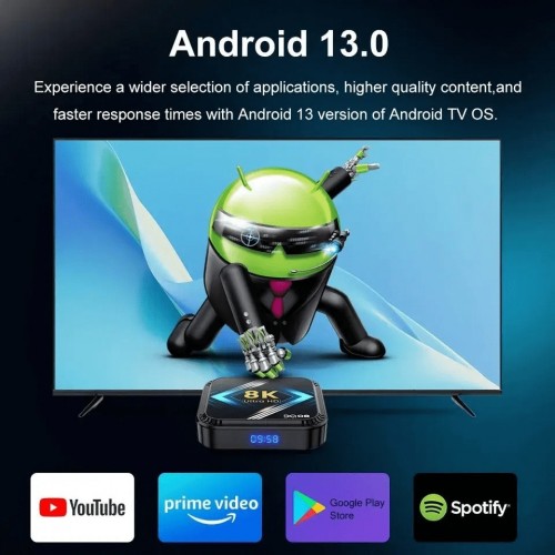 ТВ-приставка Smart TV DQ08 4/32GB 8K Android 13 Black EU