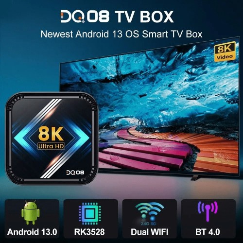 ТВ-приставка Smart TV DQ08 4/32GB 8K Android 13 Black EU