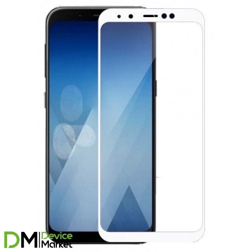 Защитное стекло 3D Samsung A8 2018 (A530) White