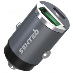 Автомобільний зарядний пристрій SENTEO Q-01 Ferro USB + USB-C PD/QC 20W 3A Black