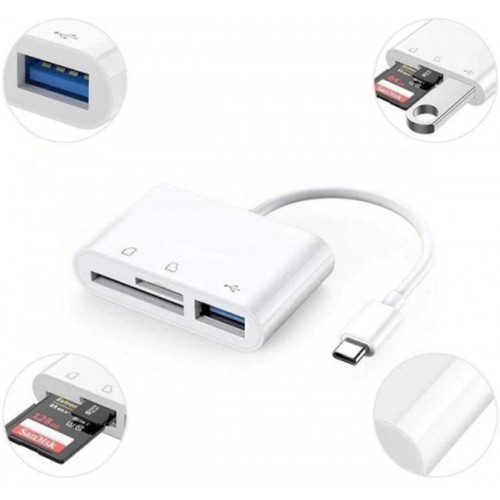 Кардрідер 3 in 1 Type-C to USB и SD/TF Card White
