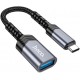 Адаптер Hoco UA24 OTG USB-C to USB Metal Gray - Фото 1