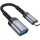 Адаптер Hoco UA24 Type-C male to USB female USB3.0 OTG Metal Gray - Фото 1