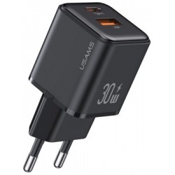 Сетевое зарядное устройство Usams US-CC189 double USB-A/USB-C QC&PD3.0 30W 3A Black