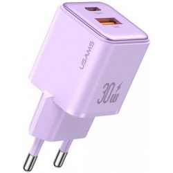Сетевое зарядное устройство Usams US-CC189 double USB-A/USB-C QC&PD3.0 30W 3A Purple