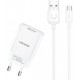 Сетевое зарядное устройство Usams T21 KiT T18 single USB-A 2.1A + cable Micro White - Фото 1