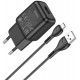 Сетевое зарядное устройство Hoco C96A single port (EU) + cable MicroUSB Black
