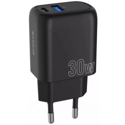 Сетевое зарядное устройство Proove Silicone Power Plus 30W (Type-C + USB) Black (WCSP3011001)