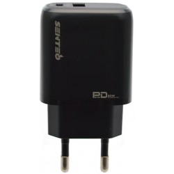 Сетевое зарядное устройство SENTEO Z-07 2Port USB+USB-C 3A PD/QC3.0 20W Black