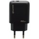 Сетевое зарядное устройство SENTEO Z-07 2Port USB+USB-C 3A PD/QC3.0 20W Black - Фото 1