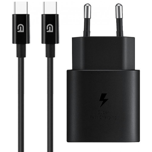 Мережевий зарядний пристрій ArmorStandart AR-TA800 USB-C 25W + cable Type-C to Type-C Black (ARM77720)