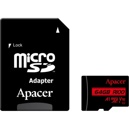 Карта памяти Apacer microSDHC 64GB UHS-I Class 10 + SD-adapter (AP64GMCSX10UB-R)