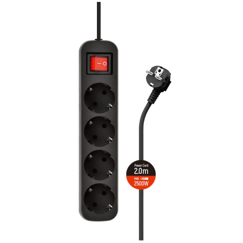 Фильтр питания СolorWay 4 розетки 2м Black (CW-PSEA42BK)