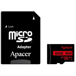 Карта пам'яті Apacer microSDHC 32GB UHS-I Class 10 + SD-адаптер (R100MB/s) (AP32GMCSH10UB-R)