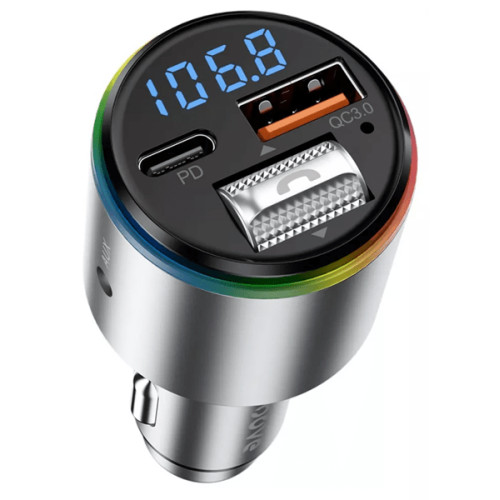FM-трансмітер Proove FM Launcher Power Drive 30W (PD+QC3.0) Type-C+USB+AUX Silver (FMPD30110006)