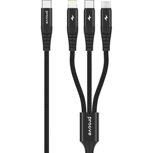 Кабель Proove Hydra 3 in 1 Type-C to Type-C + Micro USB + Lightning 1m Black (CCHY15012101)