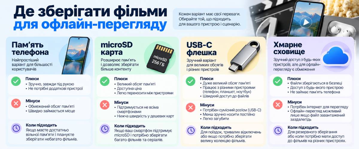 Де зберігати фільми для офлайн-перегляду
