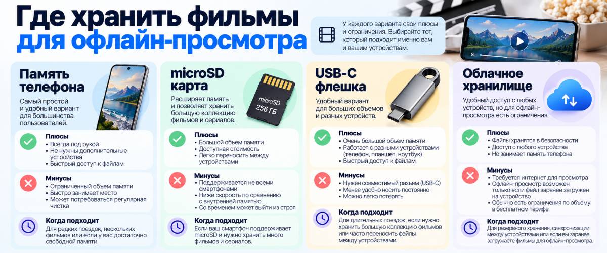 Где хранить фильмы для офлайн-просмотра