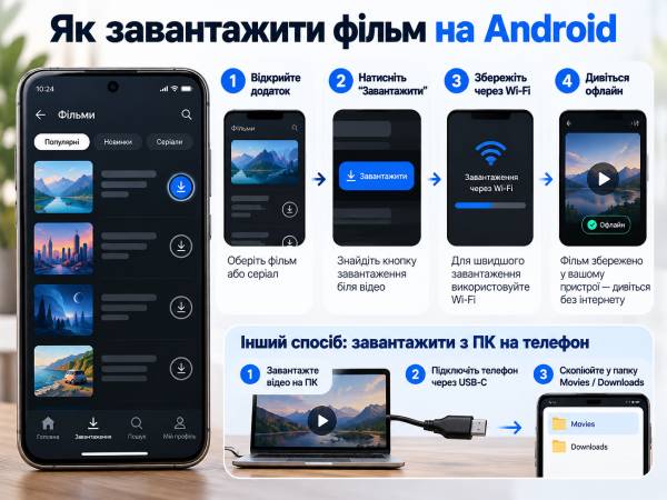 Як завантажити фільм на Android